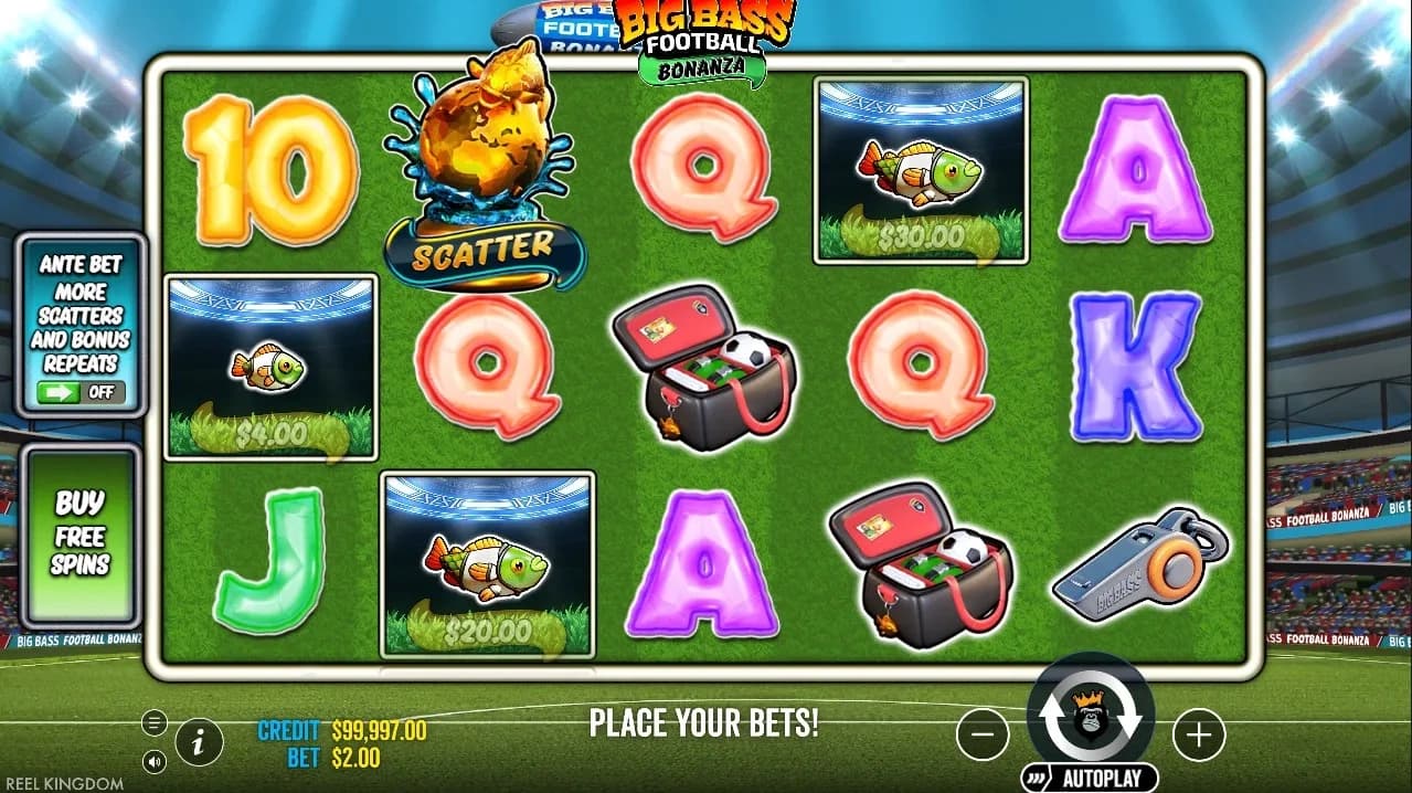 Big Bass Football Bonanza base game reels