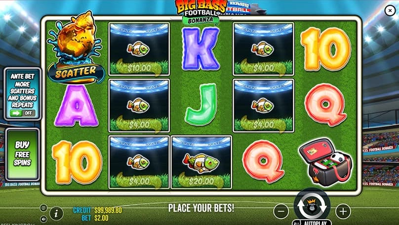 Scatter symbols landing in Big Bass Football Bonanza
